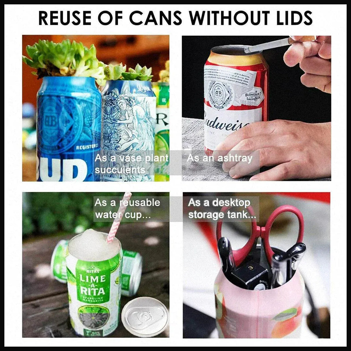 Topless Can Opener Manual Kitchen Tool for Beer Soda and Tin Bottles - Grey
