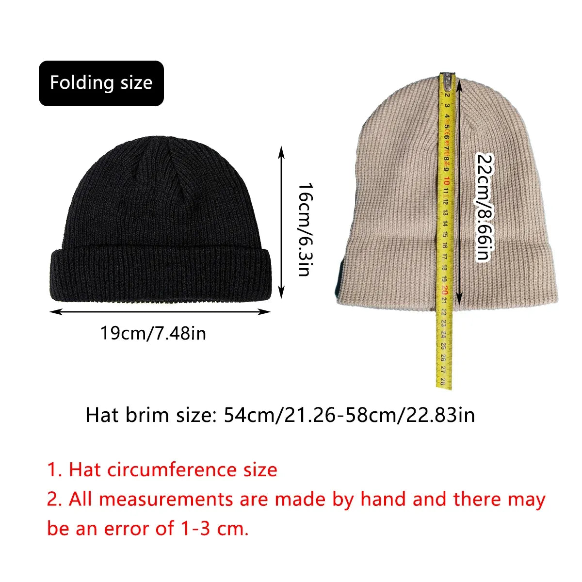 Men Women Mini Fisherman Beanie Winter Spring Hat Soft Knitted Docker Skull Cap - Khaki