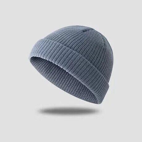 Men Women Mini Fisherman Beanie Winter Spring Hat Soft Knitted Docker Skull Cap - Khaki