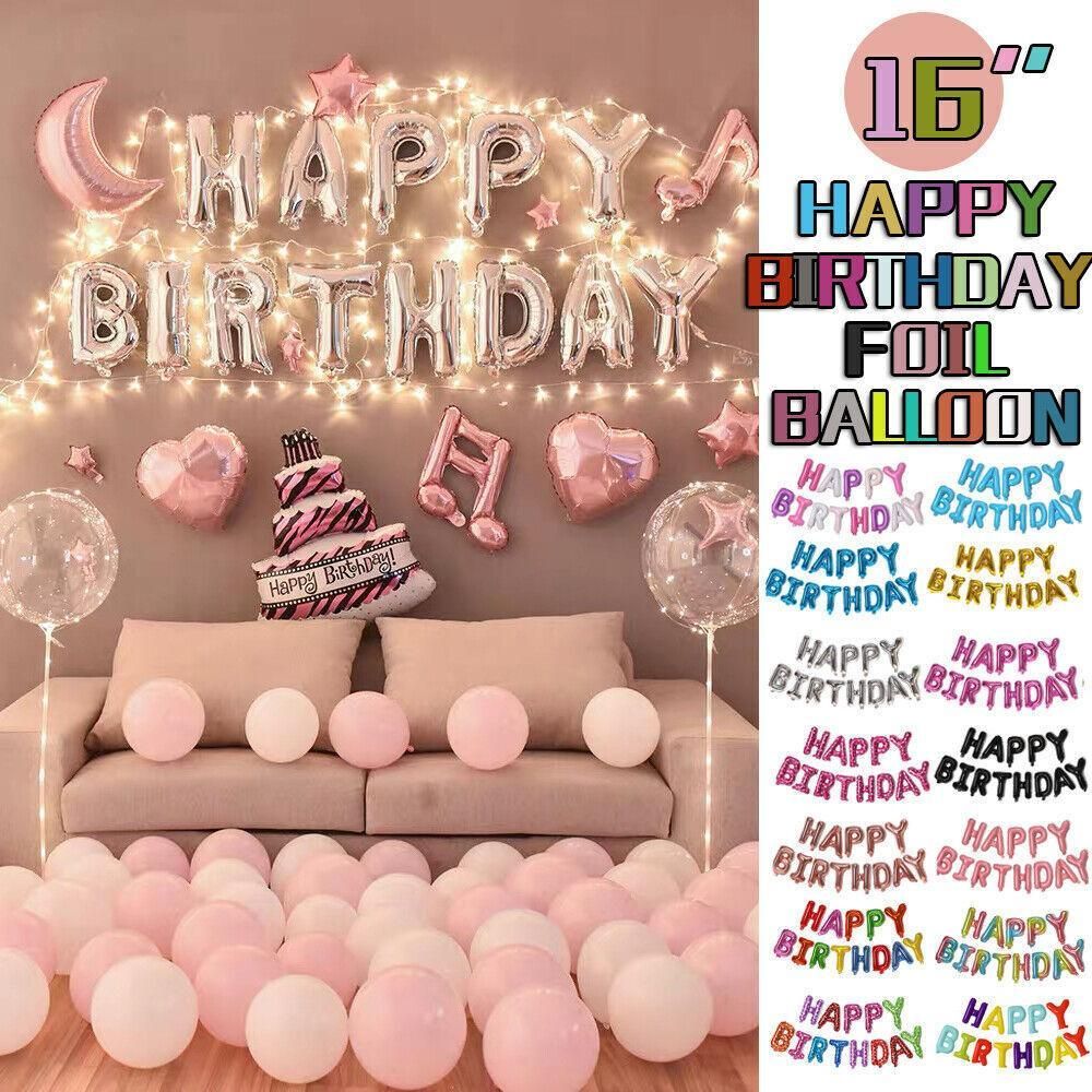 40Cm 3D Happy Birthday Letters Balloons Inflating Foil Banner Bunting Celebrate - Multicolour 3