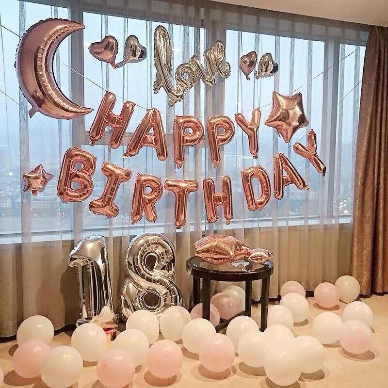 40Cm 3D Happy Birthday Letters Balloons Inflating Foil Banner Bunting Celebrate - Multicolour 3