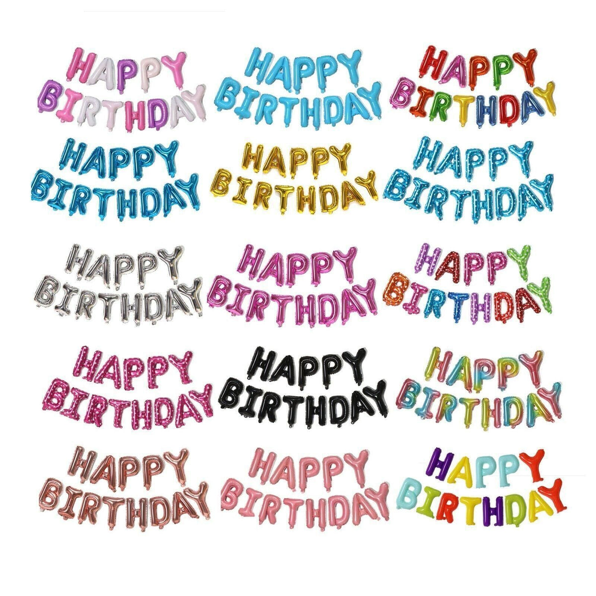 40Cm 3D Happy Birthday Letters Balloons Inflating Foil Banner Bunting Celebrate - Rose Gold