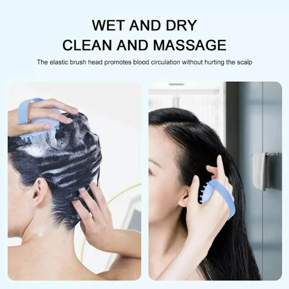 Handheld Scalp Massager Brush for Hair Washing and Shampoo with Silicone Bristles - Yellow