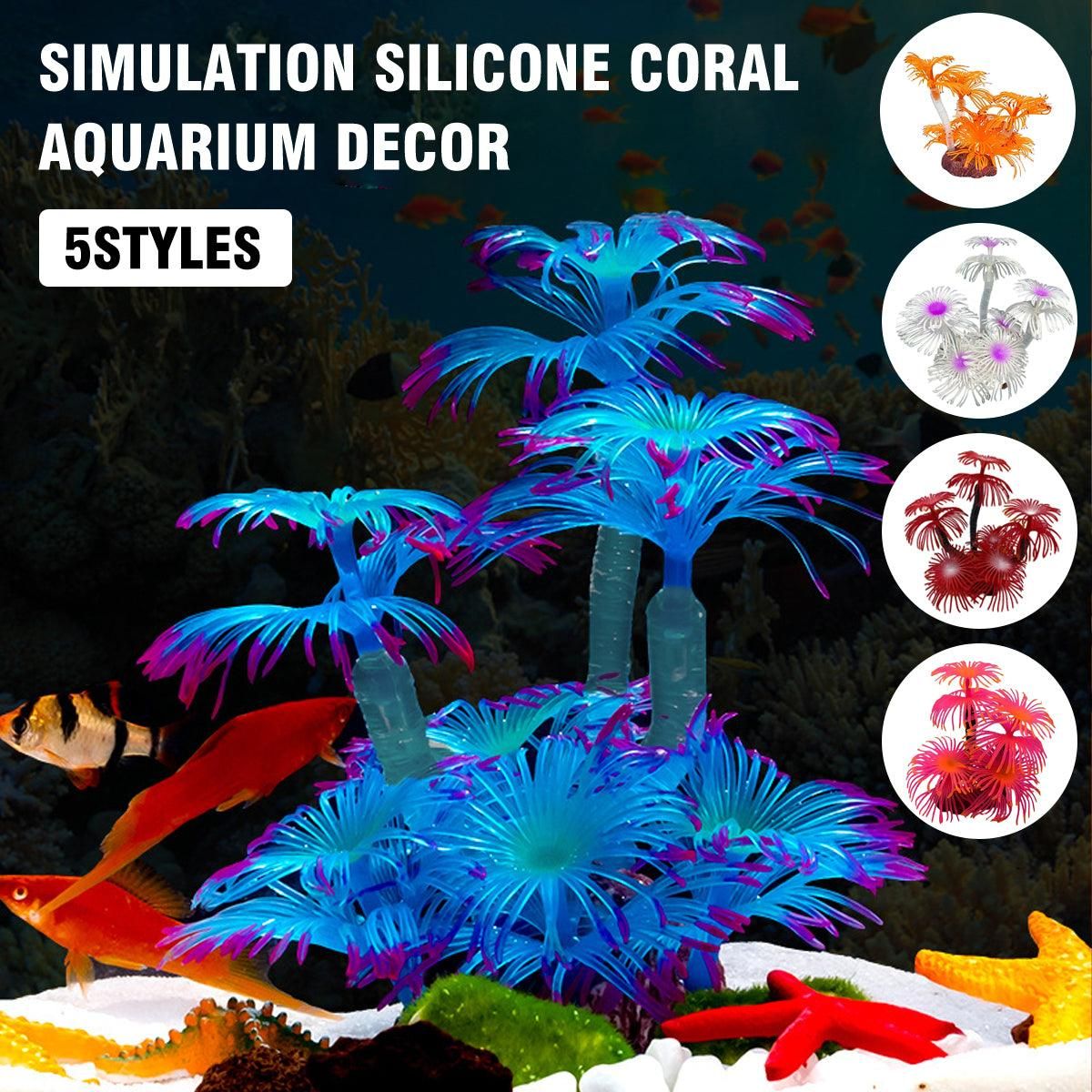 Soft Silicone Coral Aquarium Decoration Odor-Free Fish Tank Scenery Simulation - Blue