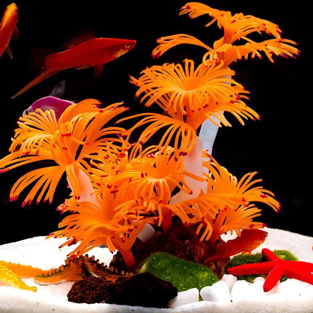 Soft Silicone Coral Aquarium Decoration Odor-Free Fish Tank Scenery Simulation - Blue