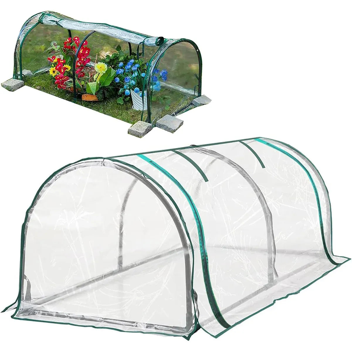 PVC Greenhouse Cover Replacement Plant Tent Garden Shelter No Frame - Transparent