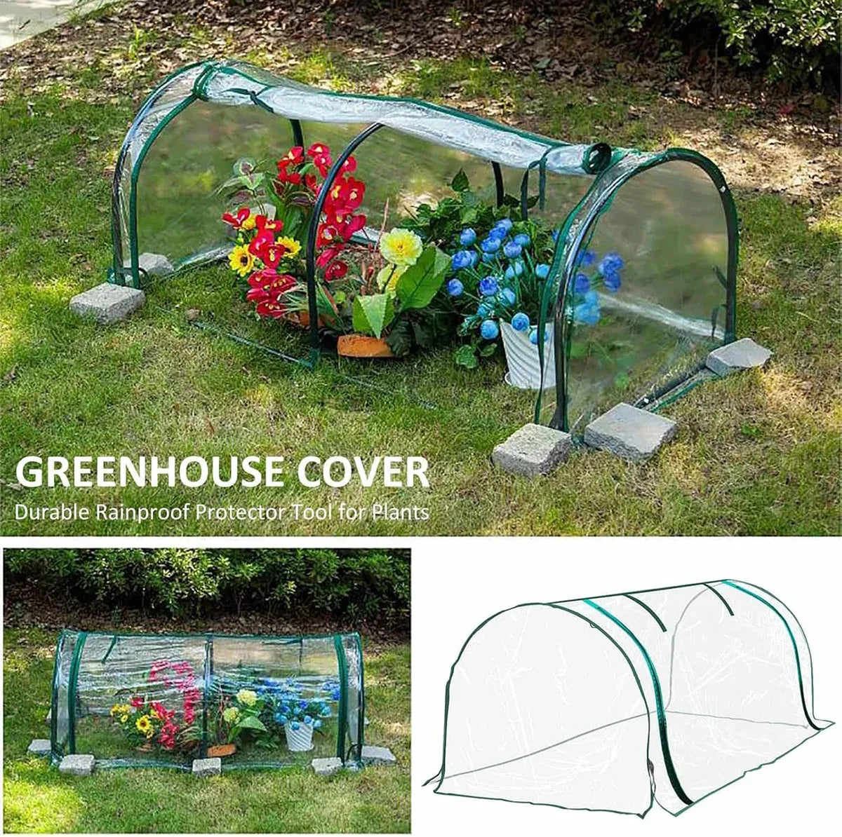 PVC Greenhouse Cover Replacement Plant Tent Garden Shelter No Frame - Transparent