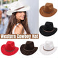 Western Cowboy Hat American Wool Felt Jazz Hat for Men Women Upside Down Top Hat - Khaki