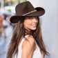 Western Cowboy Hat American Wool Felt Jazz Hat for Men Women Upside Down Top Hat - Khaki