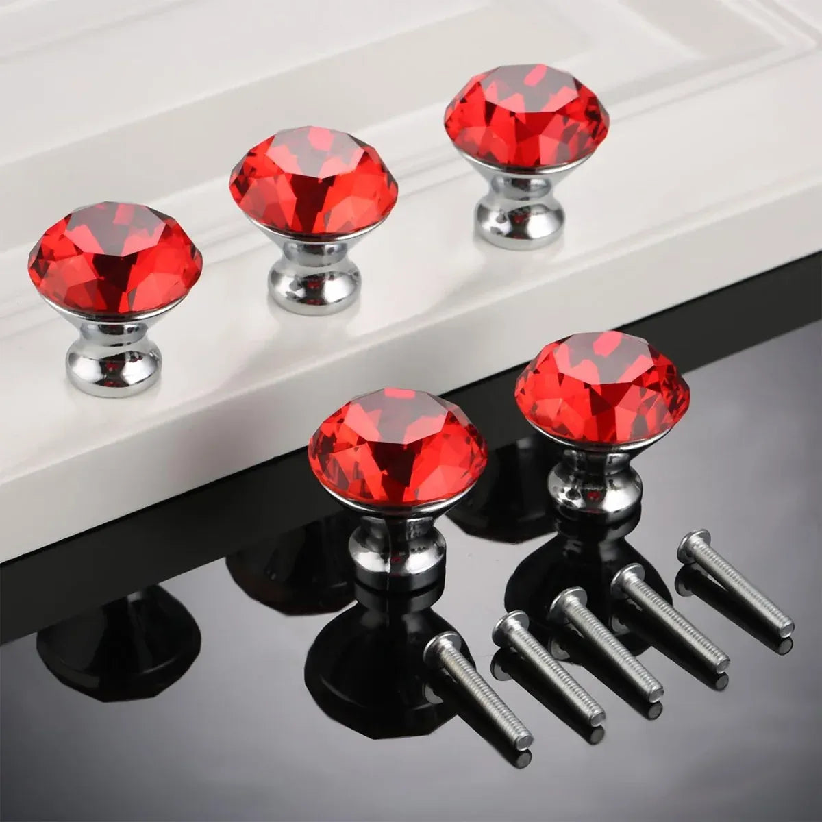 Door Knobs Handles Clear Crystal Diamond Glass Kitchen Cupboard Cabinet Pulls Au