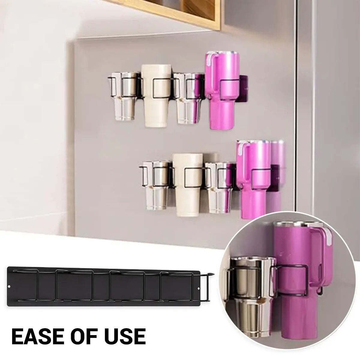 Wall-Mounted Insulated Cup Holder for Kitchen Bedroom Organizer Space Saving