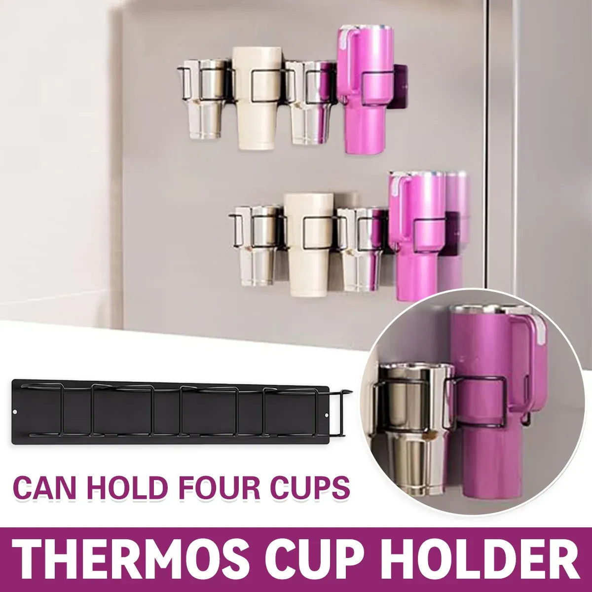 Wall-Mounted Insulated Cup Holder for Kitchen Bedroom Organizer Space Saving
