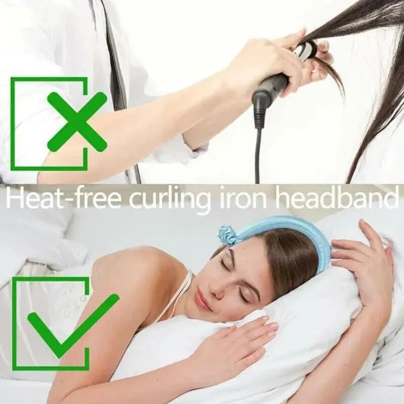 Heatless Curling Rod Headband Silk Curling Ribbon Hair Roller Lazy Curler Sets - 3Pcs/Set A (Beige，No Clip)