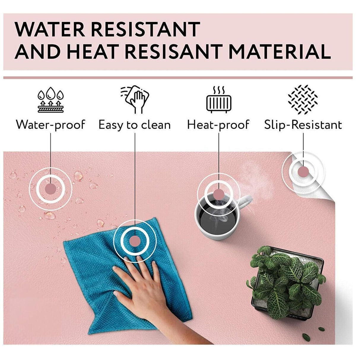 Leather Mouse Pad Gaming Waterproof Desk Mat 25 x 21cm Anti Slip - Dark Green