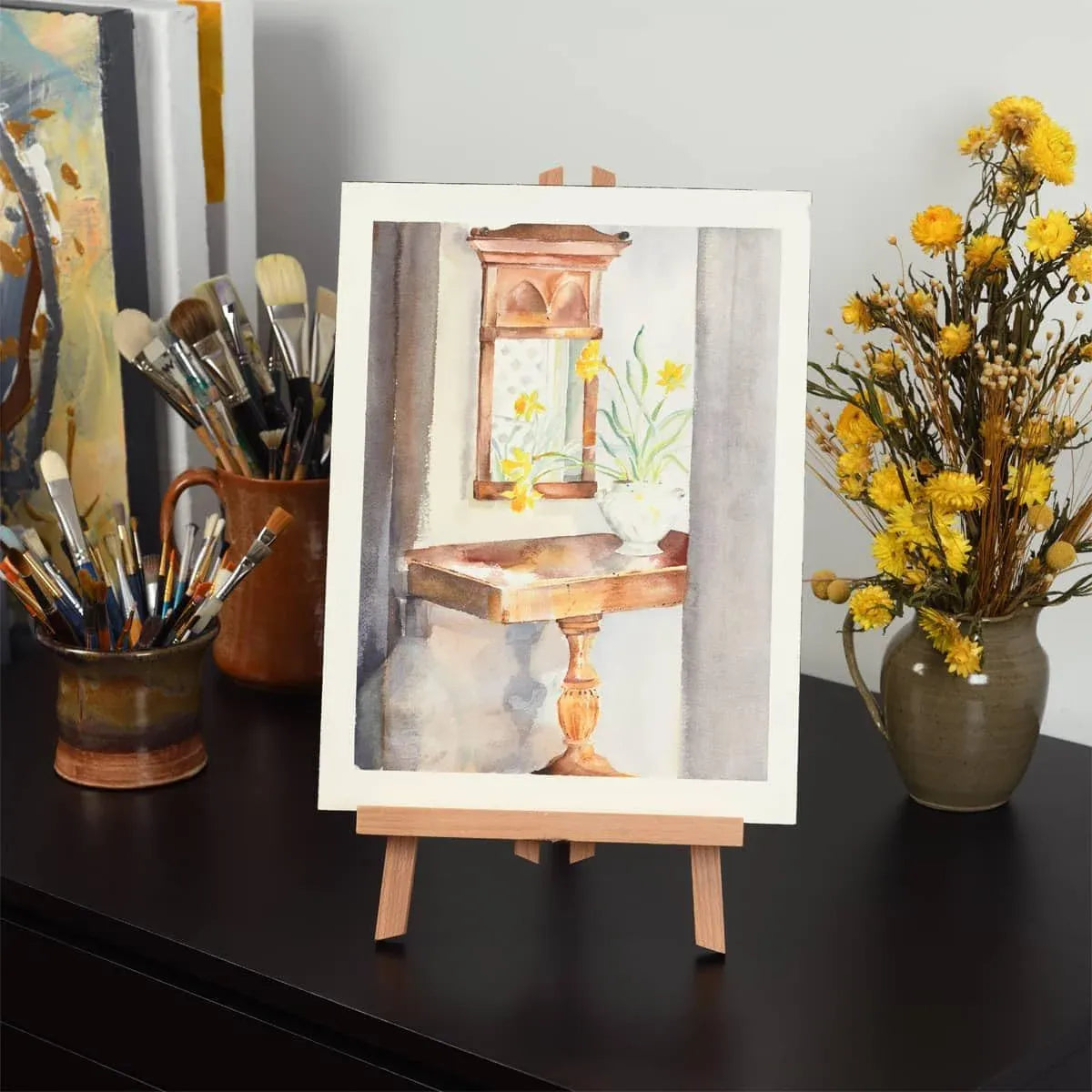 Tabletop Solid Wood Easel Adjustable Height Foldable for Art Sketch Oil Painting - 50cm