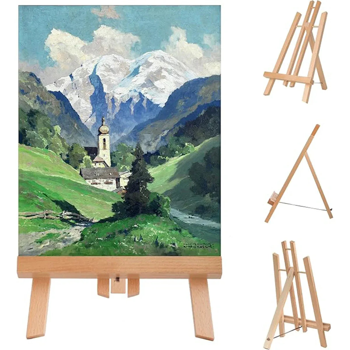 Tabletop Solid Wood Easel Adjustable Height Foldable for Art Sketch Oil Painting - 50cm