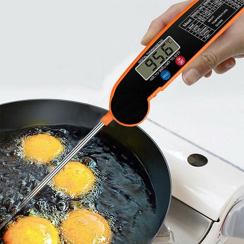 Foldable Digital Thermometer Probe Temperature Kitchen Cooking Food Bbq Meat Jam - Orange