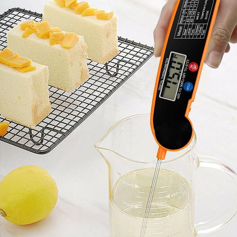 Foldable Digital Thermometer Probe Temperature Kitchen Cooking Food Bbq Meat Jam - Orange
