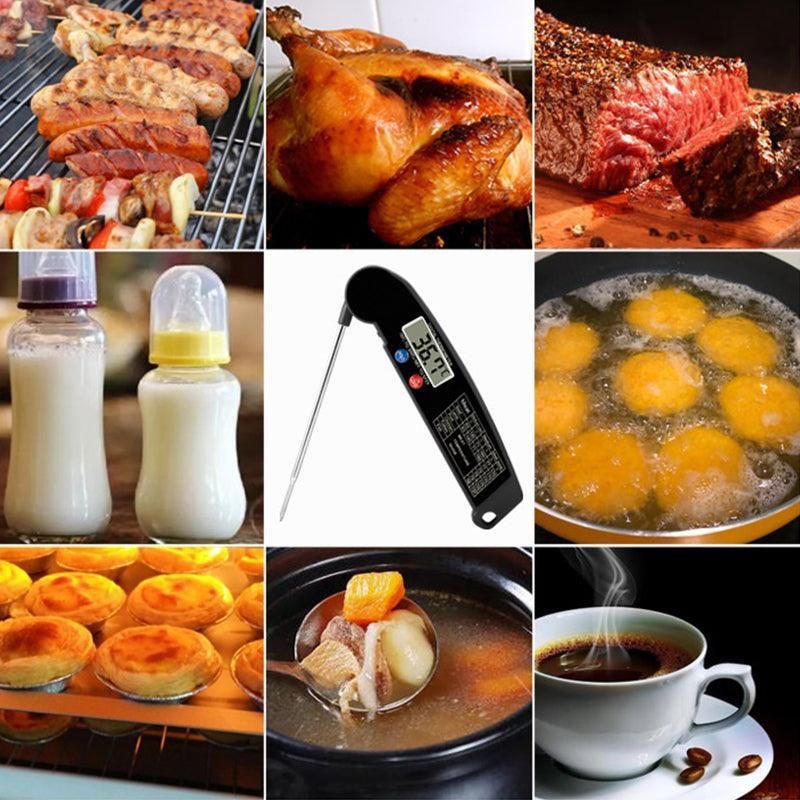 Foldable Digital Thermometer Probe Temperature Kitchen Cooking Food Bbq Meat Jam - Orange