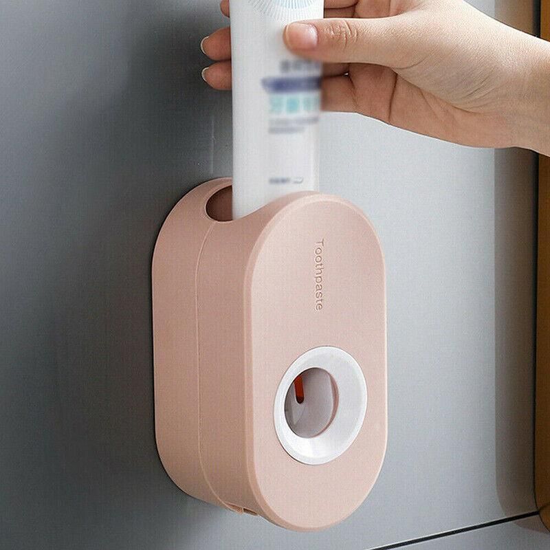 Automatic Toothpaste Dispenser Bathroom Wall-Mounted Rack Toothbrush Holder - Dark Blue