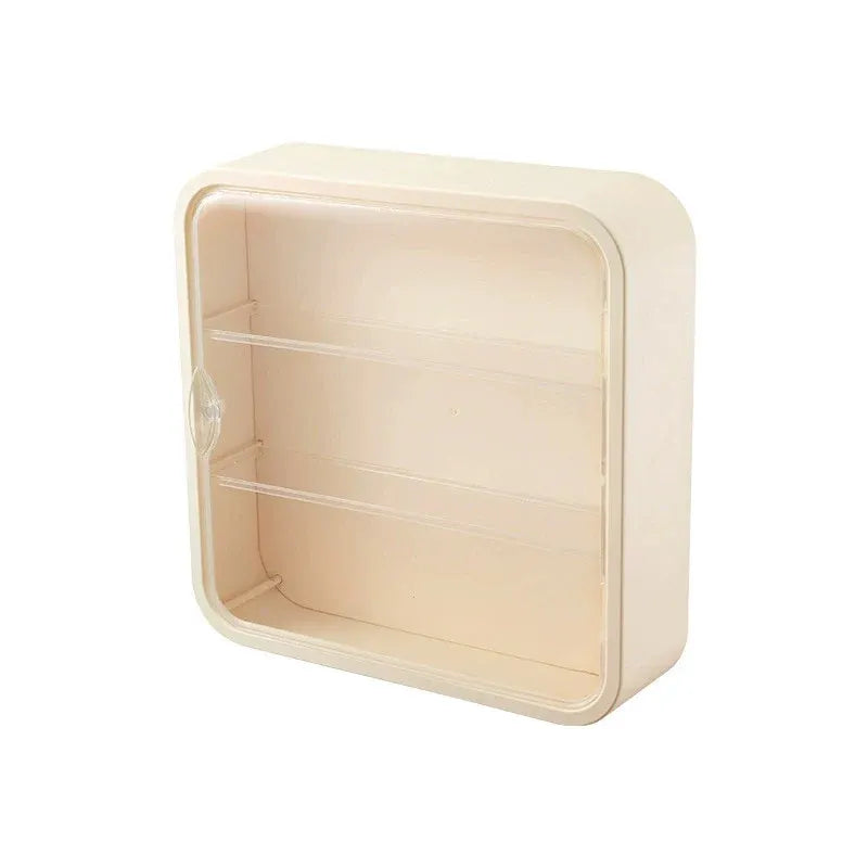 Wall Mounted Showcase Acrylic Figures Toys Display Case Dustproof Storage Box - Beige