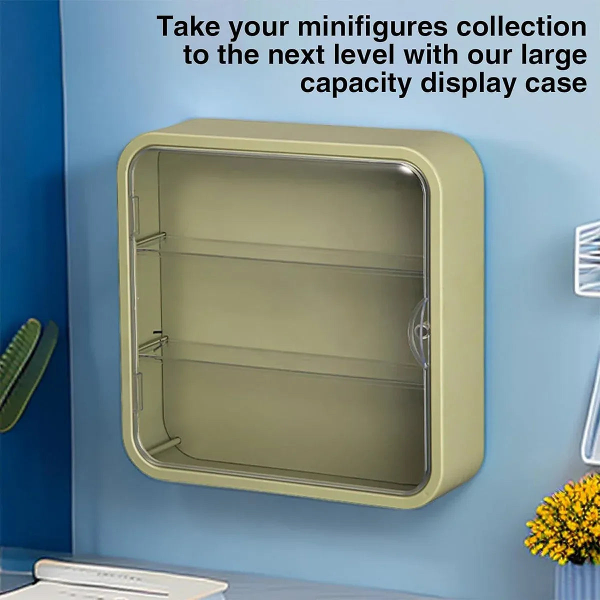 Wall Mounted Showcase Acrylic Figures Toys Display Case Dustproof Storage Box - Beige