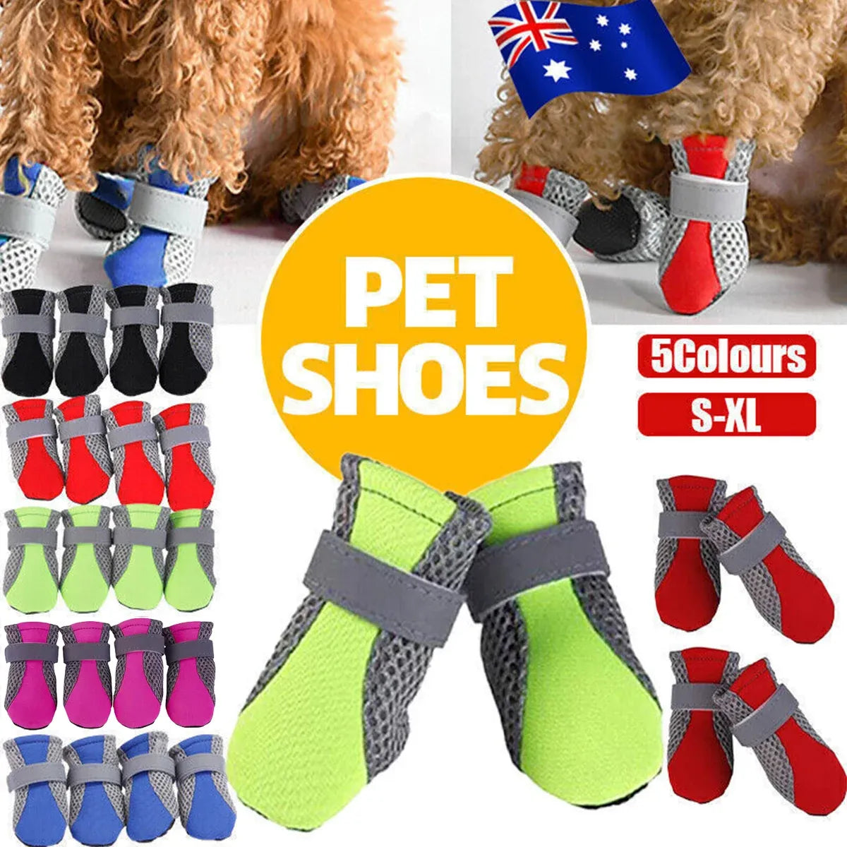 4Pcs XL Size Anti Slip Waterproof Protective Dog Shoes Rain Boots Pet Socks Booties - Black