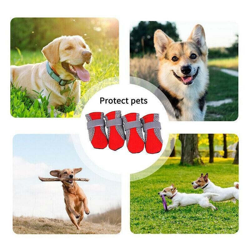 4Pcs XL Size Anti Slip Waterproof Protective Dog Shoes Rain Boots Pet Socks Booties - Black