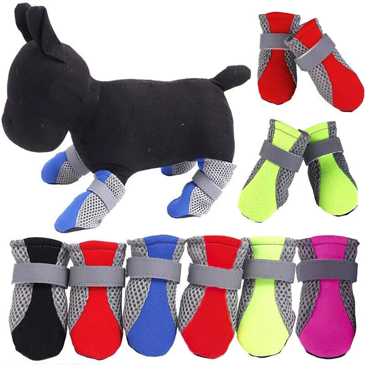 4Pcs XL Size Anti Slip Waterproof Protective Dog Shoes Rain Boots Pet Socks Booties - Black