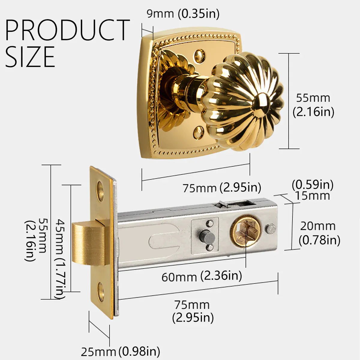 Pumpkin Door Lock Brass Invisible Bedroom Door Lock Indoor Privacy Security Lock