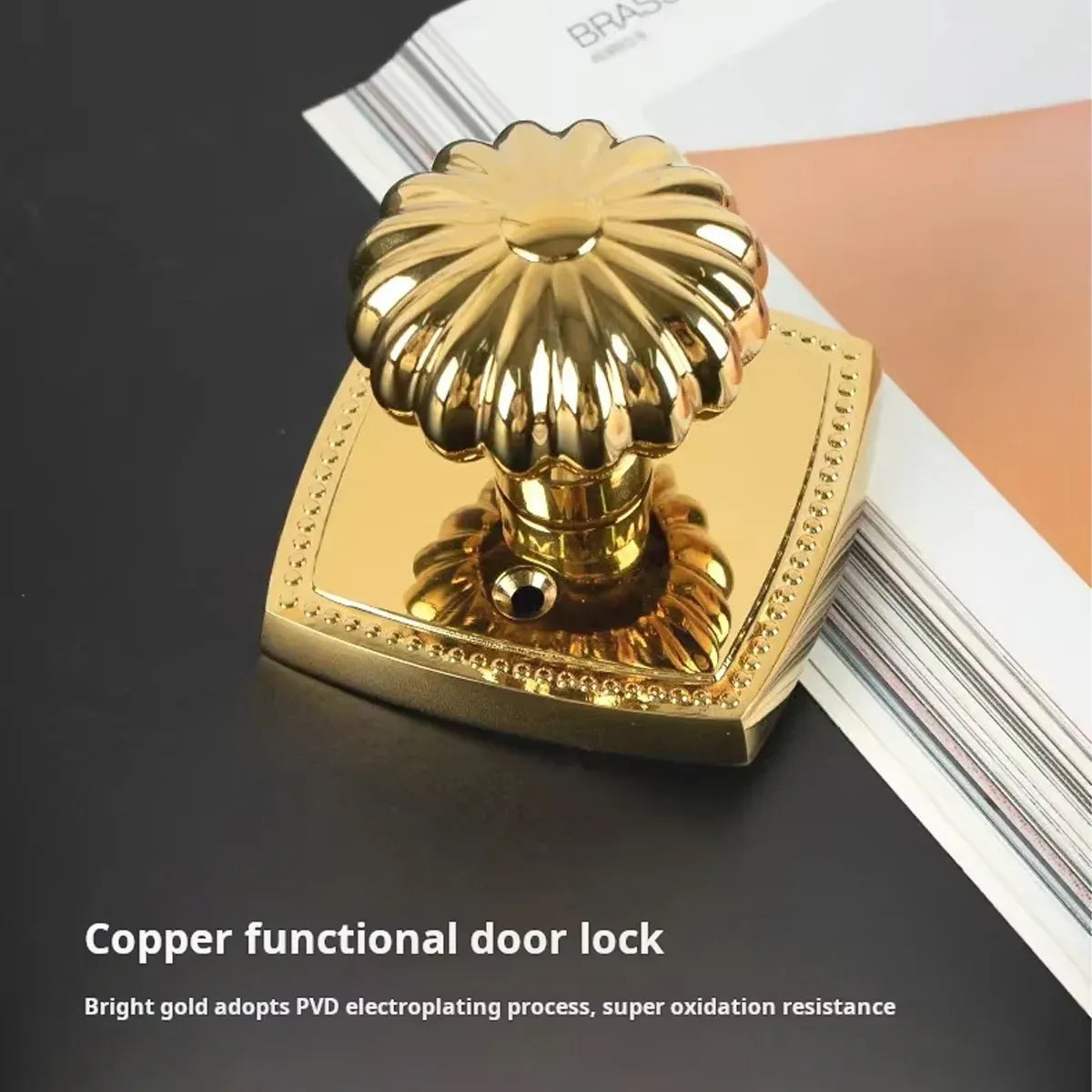Pumpkin Door Lock Brass Invisible Bedroom Door Lock Indoor Privacy Security Lock