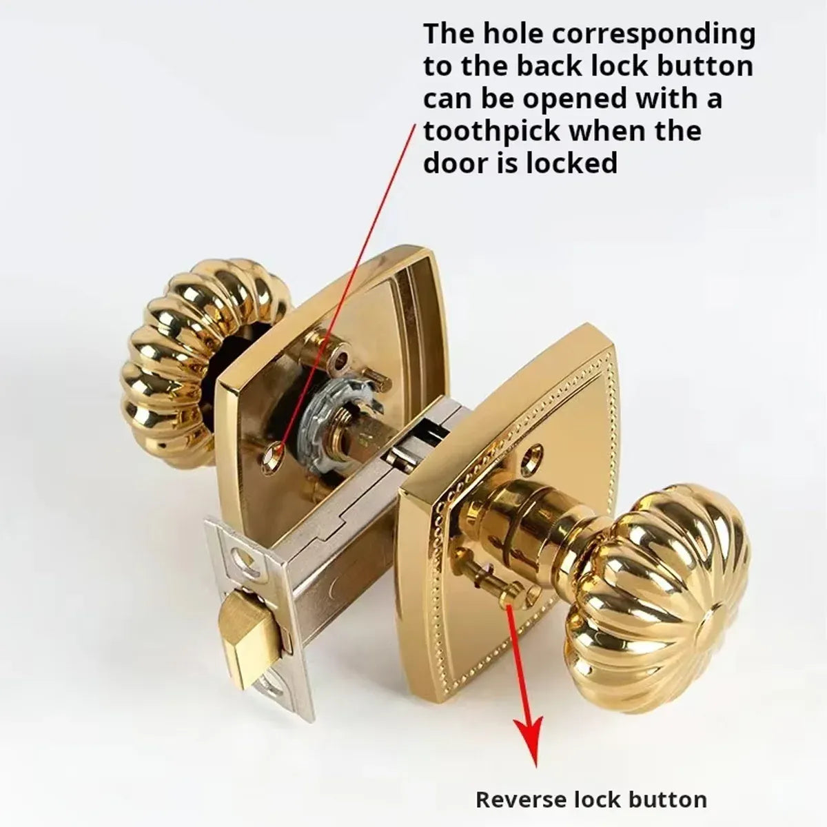 Pumpkin Door Lock Brass Invisible Bedroom Door Lock Indoor Privacy Security Lock