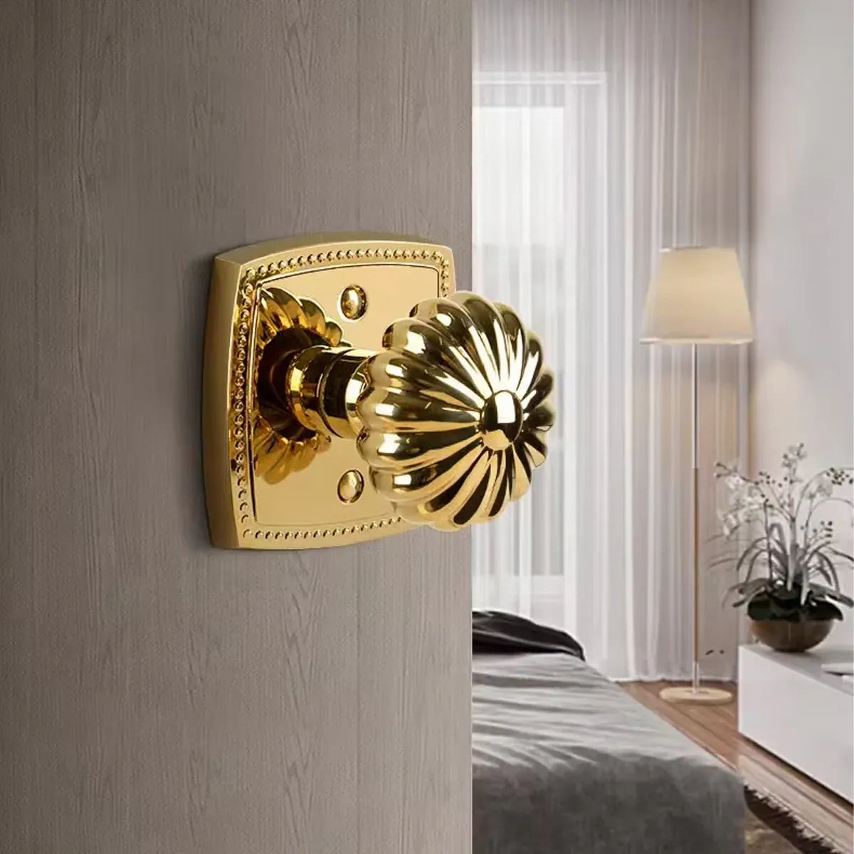 Pumpkin Door Lock Brass Invisible Bedroom Door Lock Indoor Privacy Security Lock
