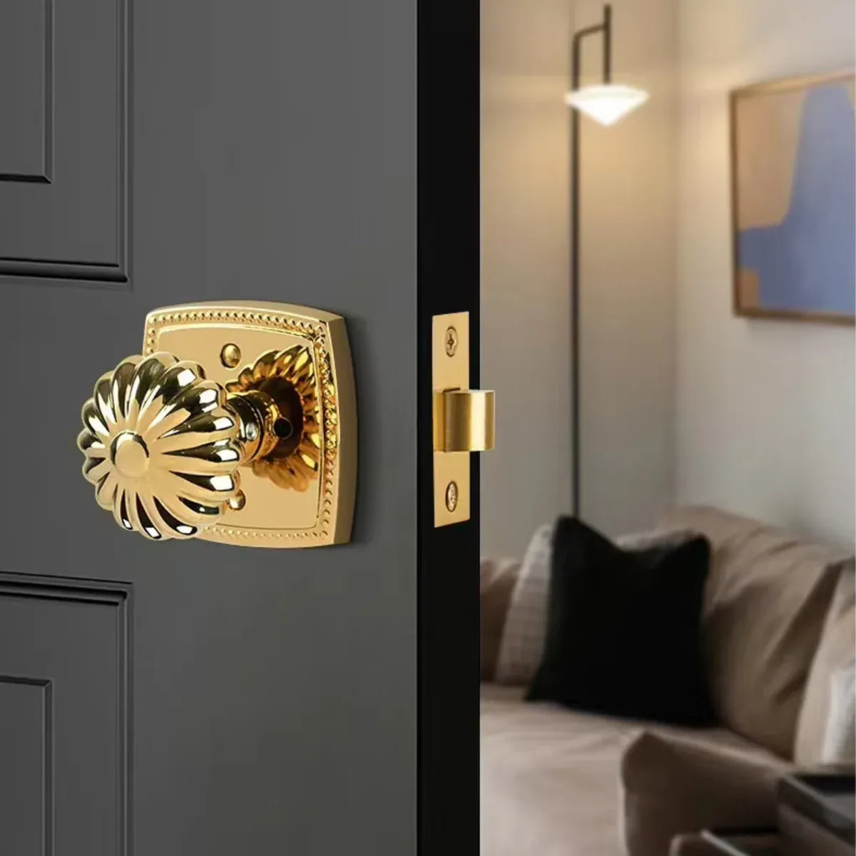 Pumpkin Door Lock Brass Invisible Bedroom Door Lock Indoor Privacy Security Lock