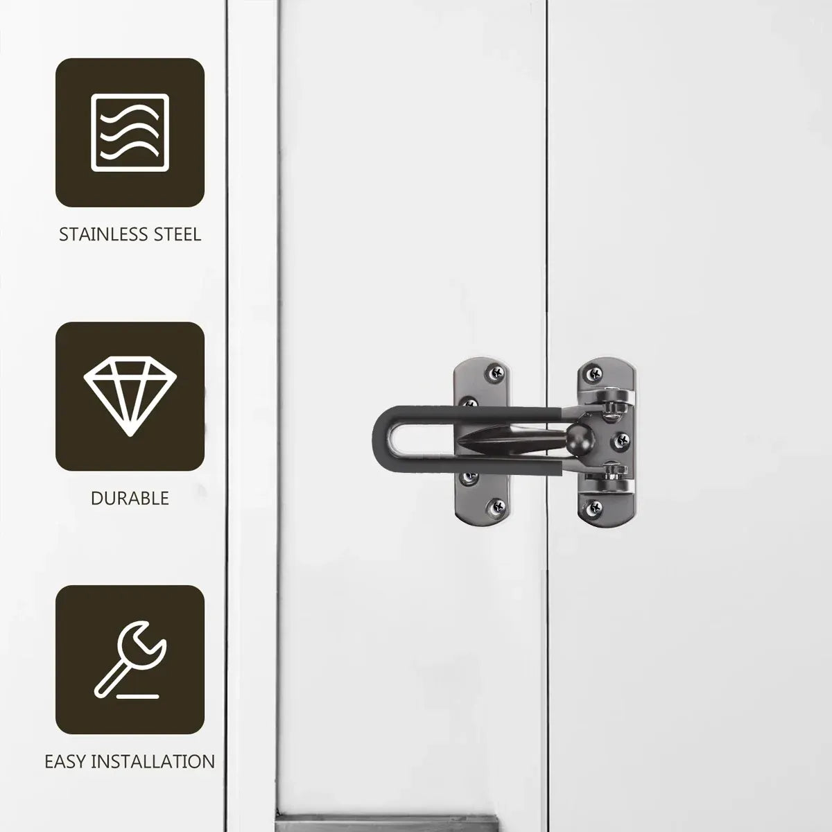 Anti Theft Lock Latch Door Bolt Security Lock For Home Bedroom Bathroom - Silver