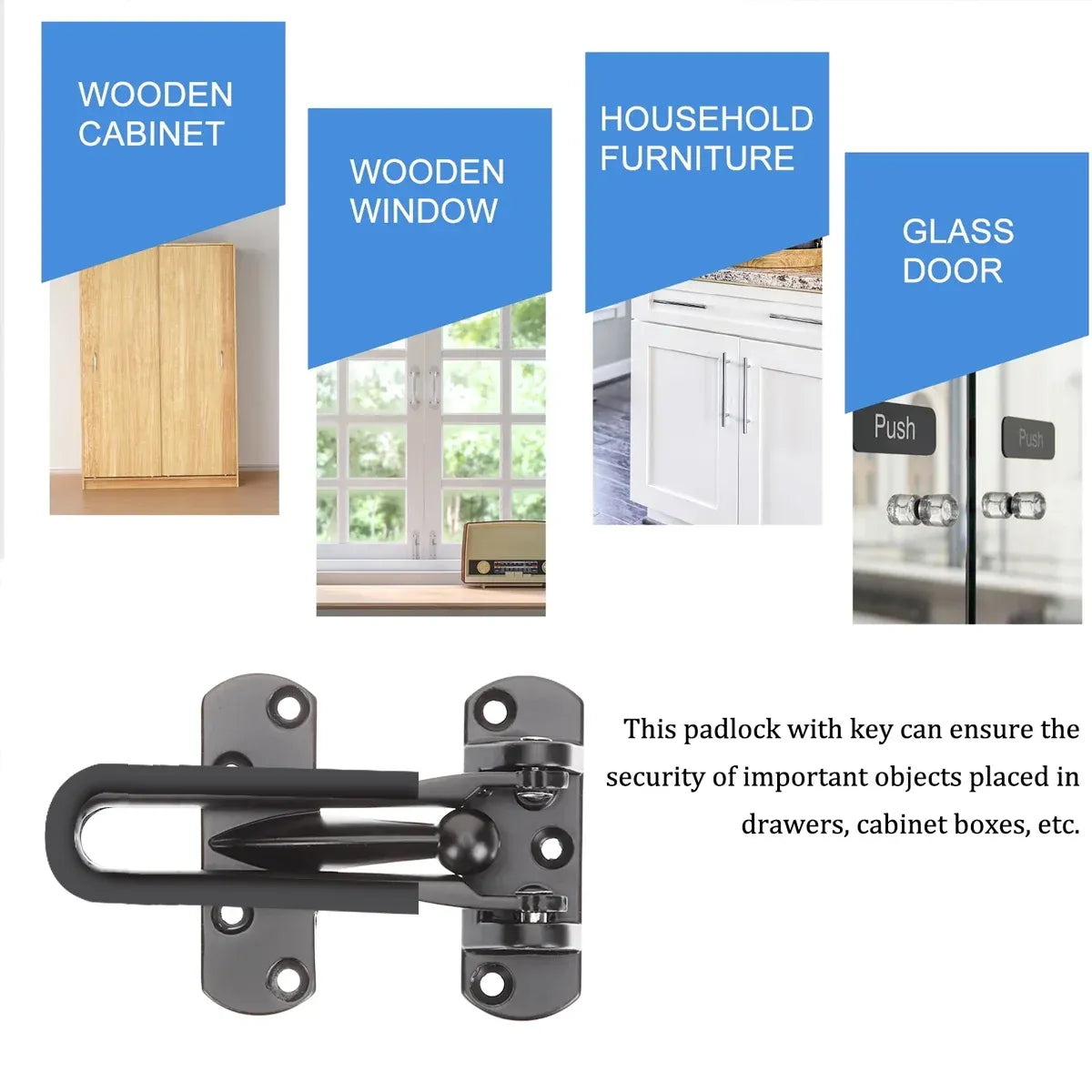 Anti Theft Lock Latch Door Bolt Security Lock For Home Bedroom Bathroom - Silver