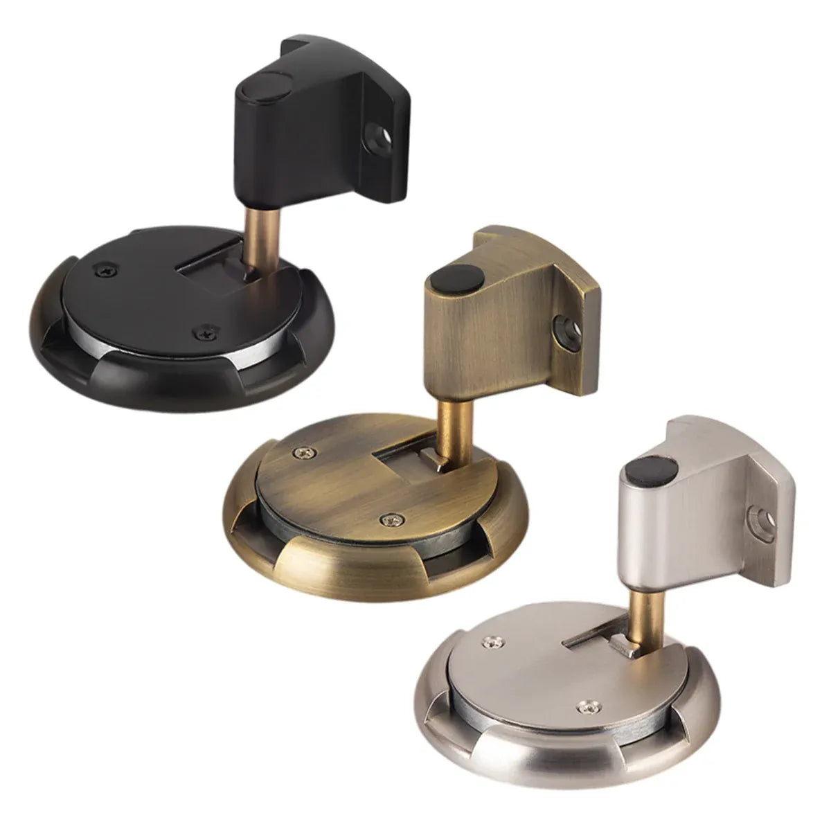 Push Lock Door Stop Floor Mounted Mechanical Door Holder Zinc Alloy - Bronze