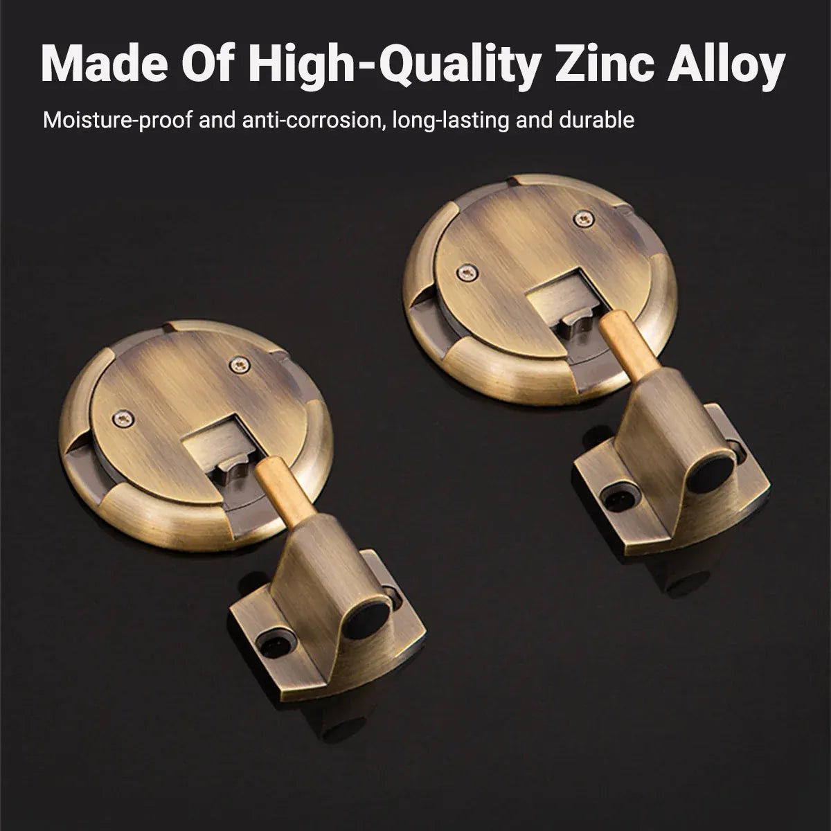Push Lock Door Stop Floor Mounted Mechanical Door Holder Zinc Alloy - Bronze