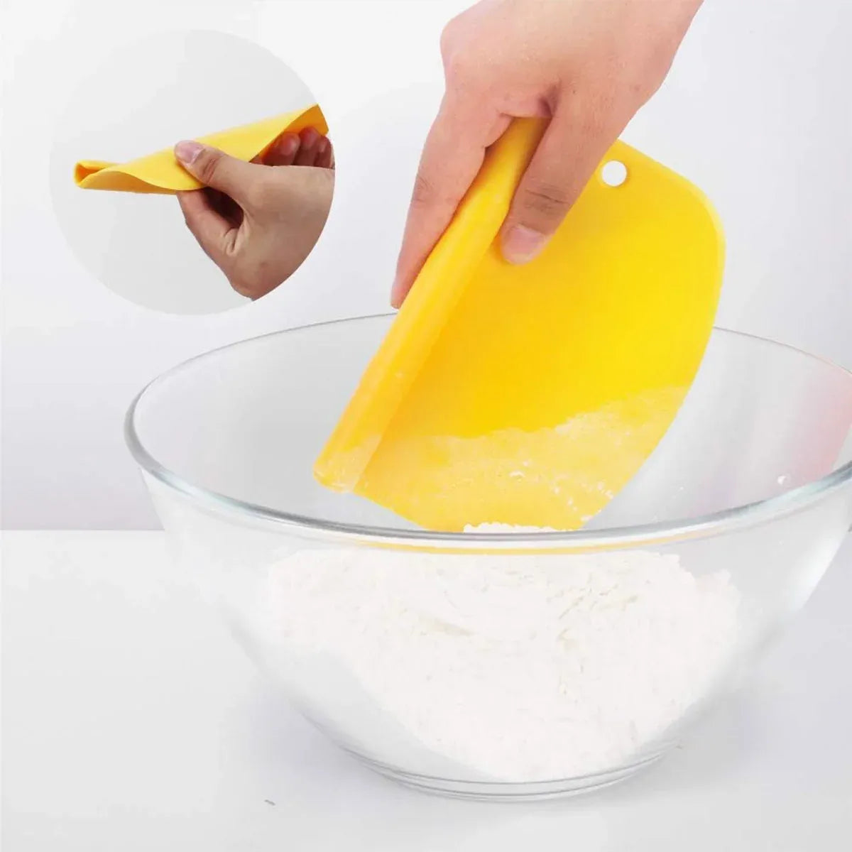 Stainless Steel Bench Scraper Dough Cutter with Scale and Roll Handle Baking Tool