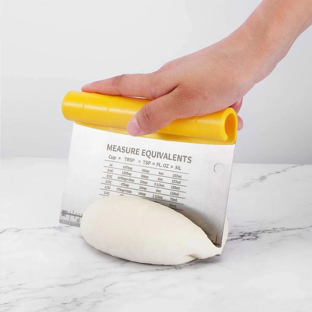 Stainless Steel Bench Scraper Dough Cutter with Scale and Roll Handle Baking Tool