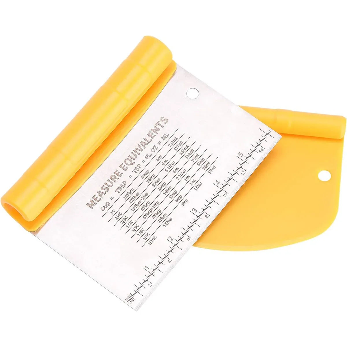 Stainless Steel Bench Scraper Dough Cutter with Scale and Roll Handle Baking Tool