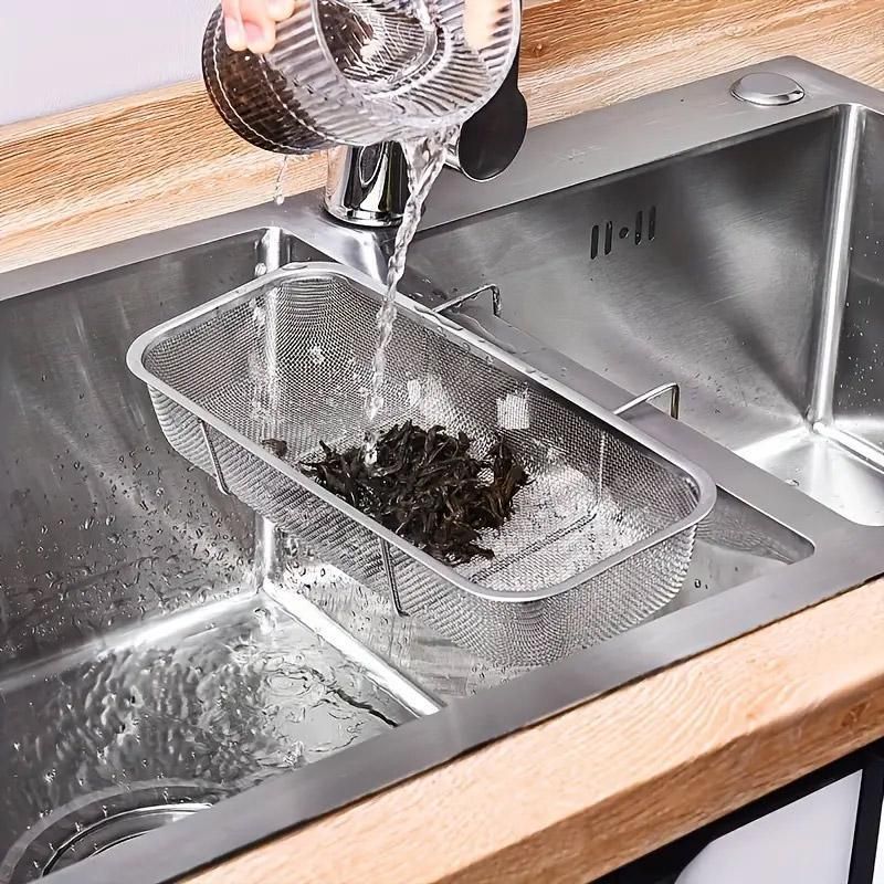 Stainless Steel Sink Drainer Basket Rack for Kitchen Dish Drying and Storage
