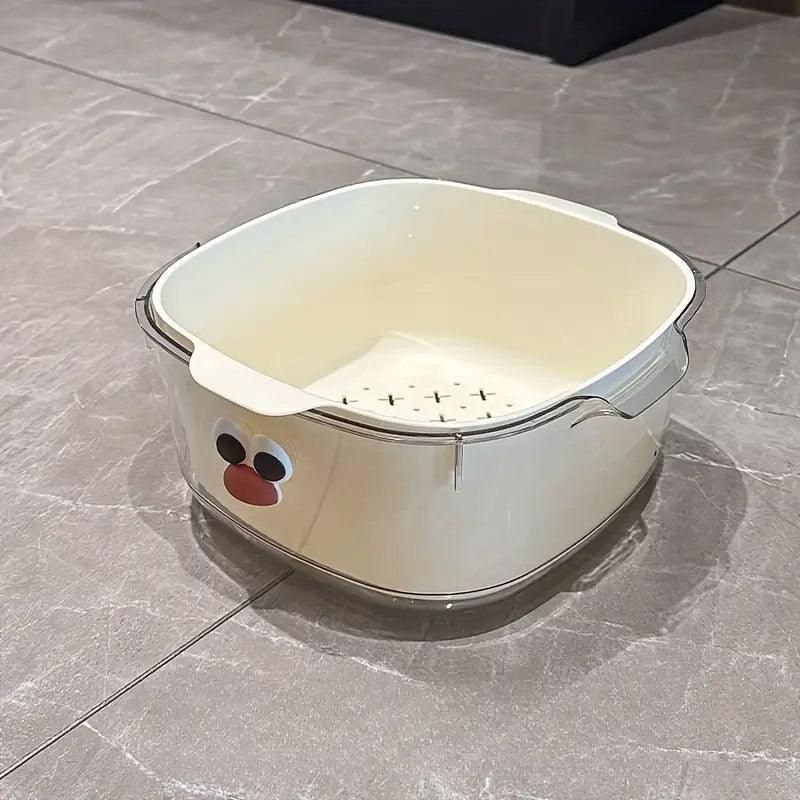 2 in 1 Cute Double Draining Fruit Basket Dishwashing Colander for Household - Green