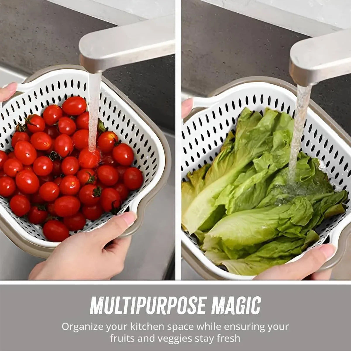 6pcs Multifunctional Drainage Basket for Fruits Vegetables Kitchen Household Use