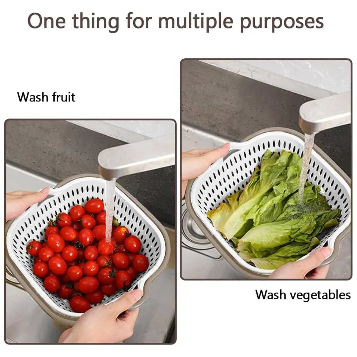 6pcs Multifunctional Drainage Basket for Fruits Vegetables Kitchen Household Use