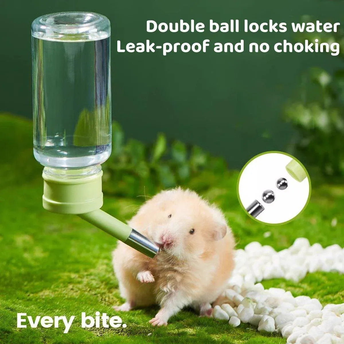 Pet Water Bottle for Hamster Guinea Pig Rabbit Vacuum Drinking Feeder Kettle - 80ml-Yellow