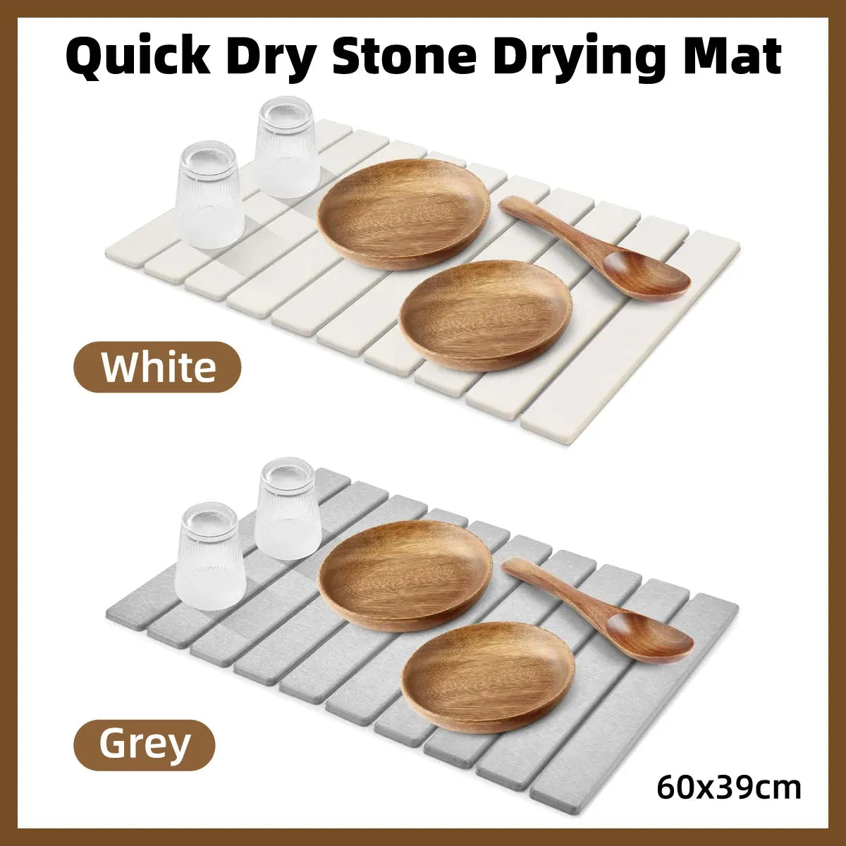 Kitchen Absorbent Diatom Mud Drying Pad Foldable Plate Draining Pad Non Slip - White