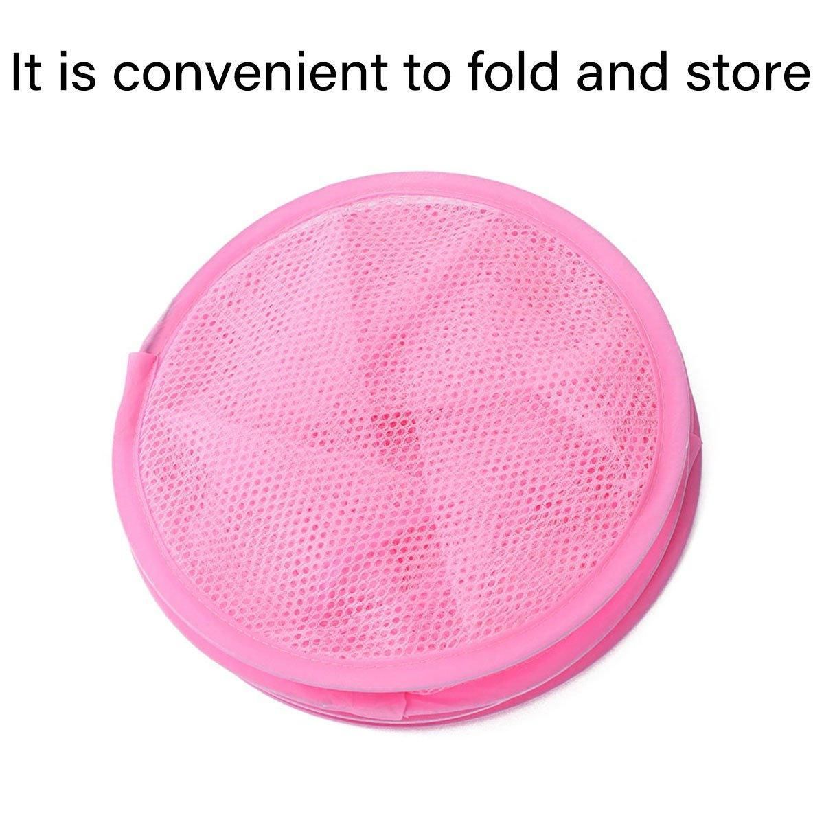 Foldable Clothes Drying Basket Three-layer Hanging Storage Breathable Organizer - Blue