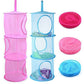 Foldable Clothes Drying Basket Three-layer Hanging Storage Breathable Organizer - Blue