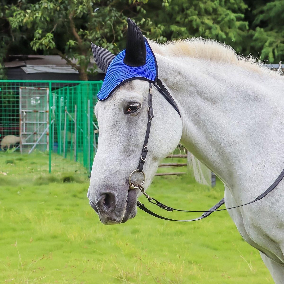Breathable Mesh Cloth Ear Muffs For Horse Accessories Comfortable Fly Protection - Black
